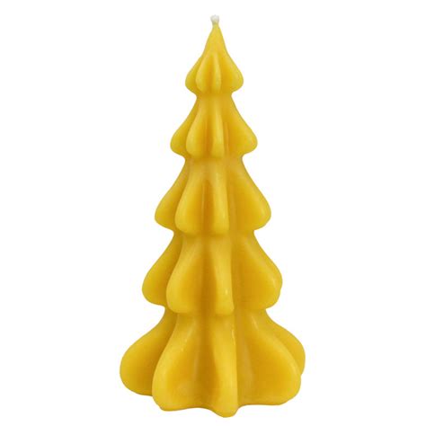 100 Pure Beeswax Candle Christmas Tree Large Yellow Gold Main Street Honey Shoppe