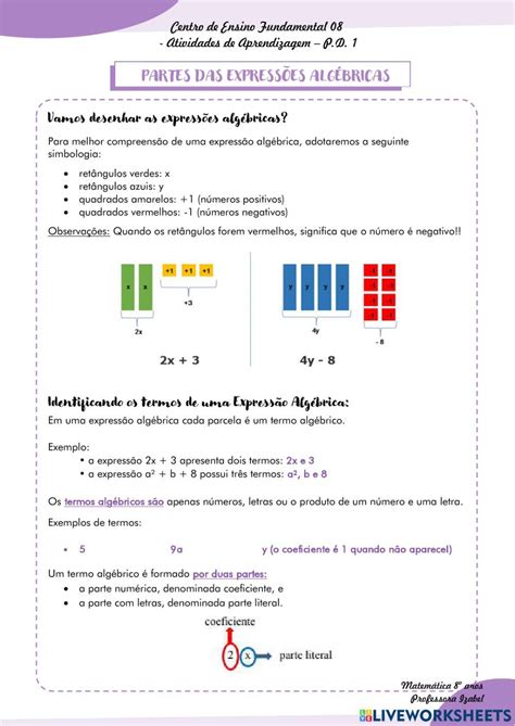 Atividade De Expressão Algébrica