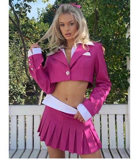 Women Luxury Big Jewellery Crop Top Blazer Jacket Pleated Mini Skirt Hot Pink Ebay