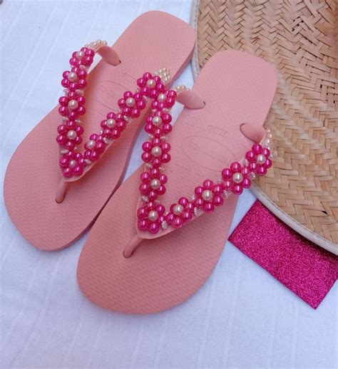 Chinelo Bordado Rosa Elo Produtos Especiais