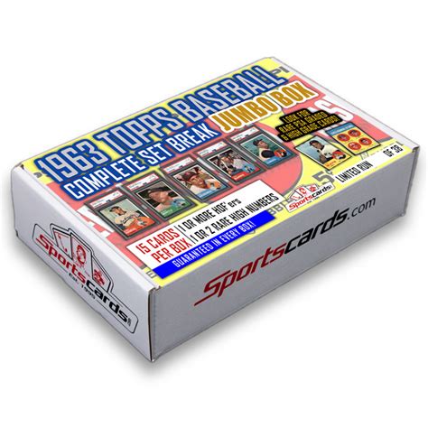 1963 Topps Baseball Complete Set Break JUMBO Mystery BOX 15 Cards Per