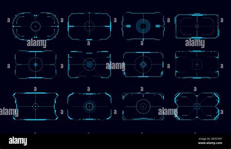 Hud Aim Control Frames Ui Or Game Interface Vector Futuristic Digital Target Display Or Aim