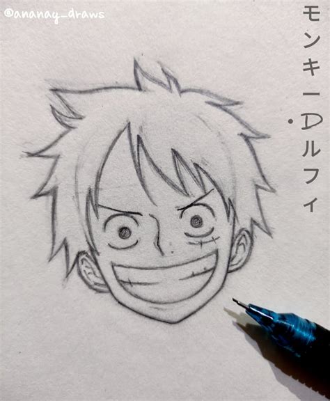 My first sketch of Monkey D. Luffy:) : r/OnePiece