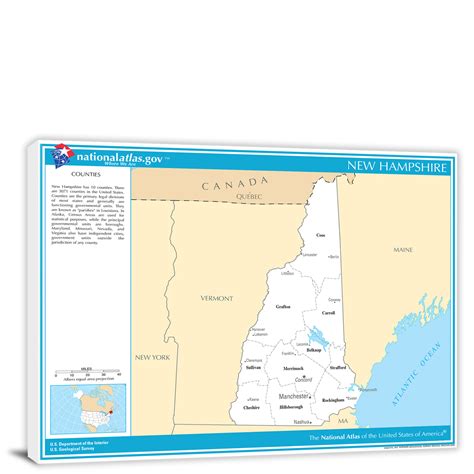 New Hampshire National Atlas Counties And Selected Cities Map 2022 Canvas Wrap