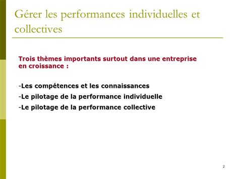 G Rer Les Performances Individuelles Et Collectives Ppt T L Charger