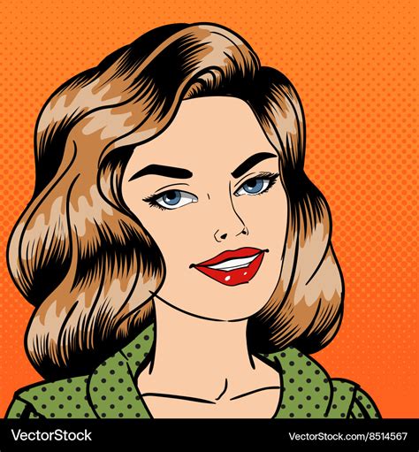 Smiling Beautiful Woman Pop Art Royalty Free Vector Image