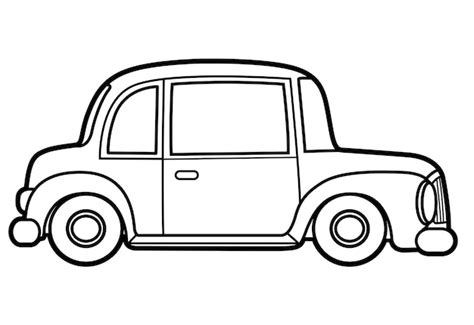 Premium Vector | Cartoon retro passenger car outlined for coloring on a ...