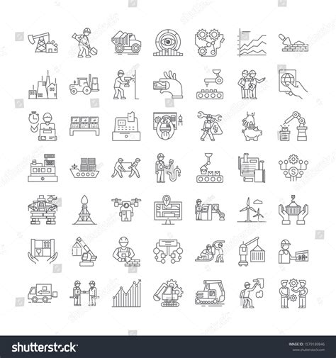 Workflow Linear Icons Signs Symbols Vector Royalty Free Stock