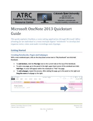 Fillable Online This Guide Explains Onenote A Note Taking Application