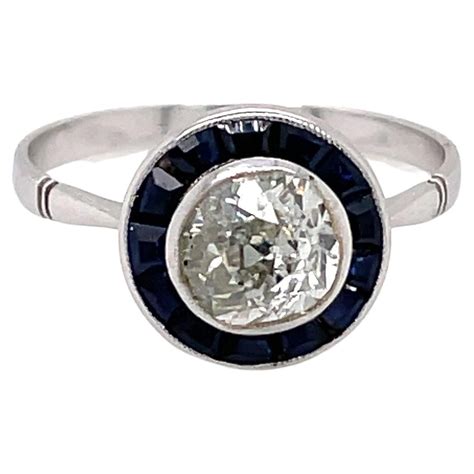 Art Deco Hexagon Rose Cut Diamond Sapphire And Platinum Ring At 1stdibs