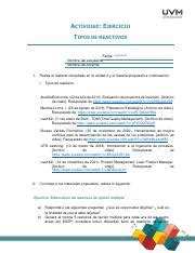 U Ejercicio Docx Pdf Actividad Ejercicio Tipos De Reactivos Fecha