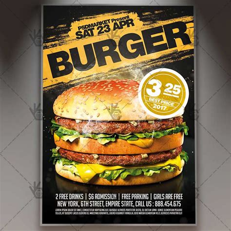 Burger Premium Flyer Psd Template On Behance Burger Food Shows