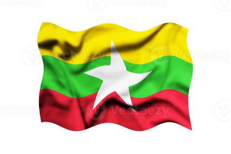 Waving The Flag Of Myanmar On A Transparent Background 3d Rendering