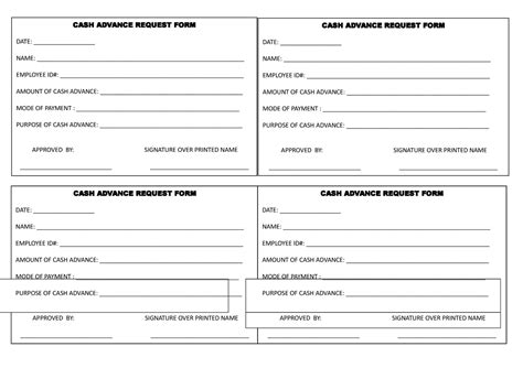 Cash Advance Form Research Cash Advance Request Form Date