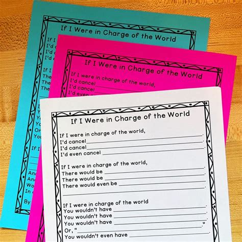 If I Were In Charge Of The World Poem Free Template Undercover