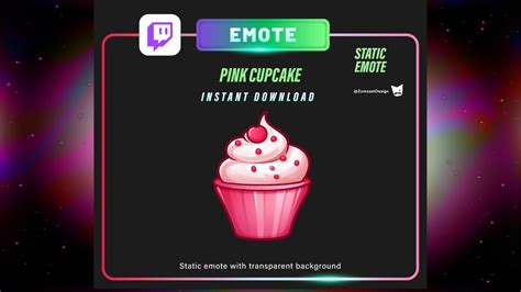 Static Pink Cupcake Emote Set For Twitch Streamer Gaming Streaming Stream Emotes Gamer