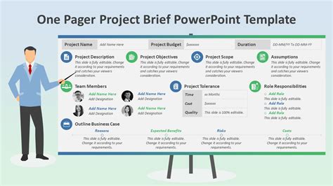 One Pager Project Brief Powerpoint Template Ppt Templates