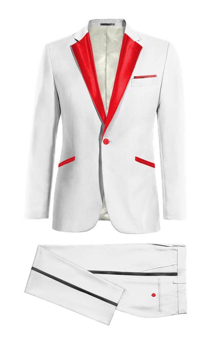 Off White Essential Tuxedo With Pocket Square Red Lapel