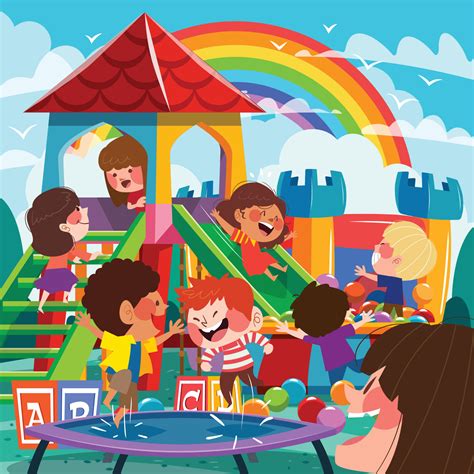 Childrens Playdate Concept With Kids Playing Together 3805858 Vector