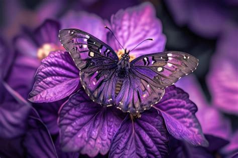 Borboleta Roxa Em Flor Foto Premium