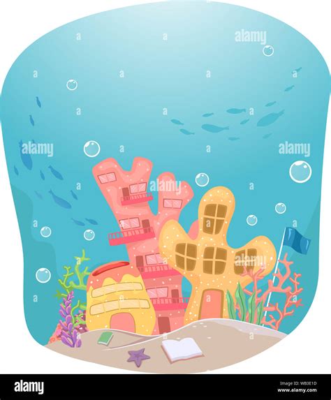 Illustration of an Underwater Ocean School Building Stock Photo - Alamy