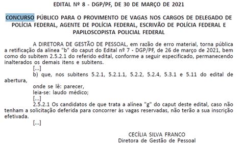 Concurso Polícia Federal RetificaÇÃo De Edital Saiba Mais Aqui