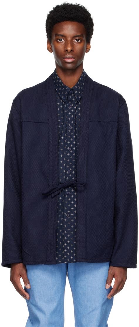 Naked Famous Denim Navy Self Tie Shirt Ssense