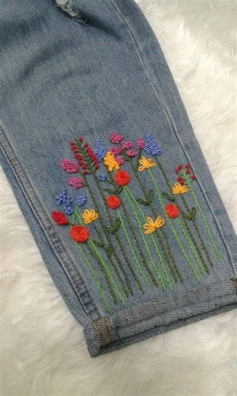 Floral Embroidered Jeans Diy Clothes Embroidery