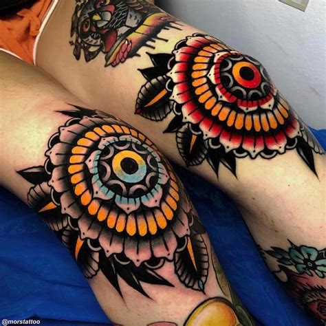 Mors's bright color traditional tattoo | iNKPPL | Elbow tattoos, Knee ...