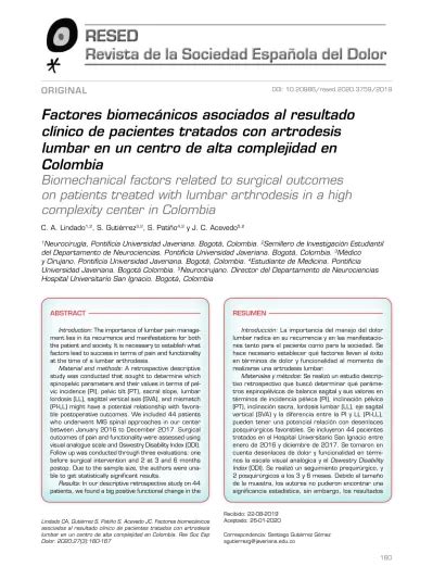 Factores biomecánicos asociados al resultado clínico de pacientes