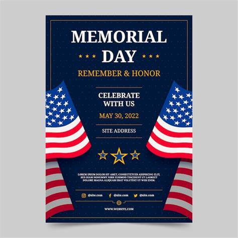 Free Vector Flat Memorial Day Vertical Flyer Template