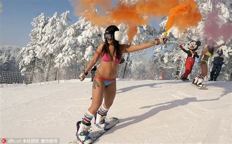 Bikini Clad Russian Babes Hit Ski Slopes[1] Europe