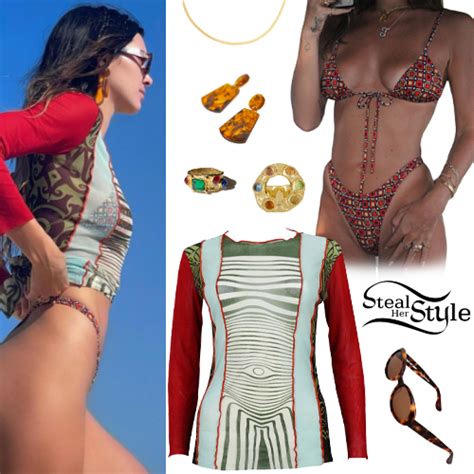 Kendall Jenner Printed Top And Bikini