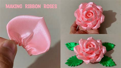 diy satin ribbon rose flowers    ribbon rose ribbon
