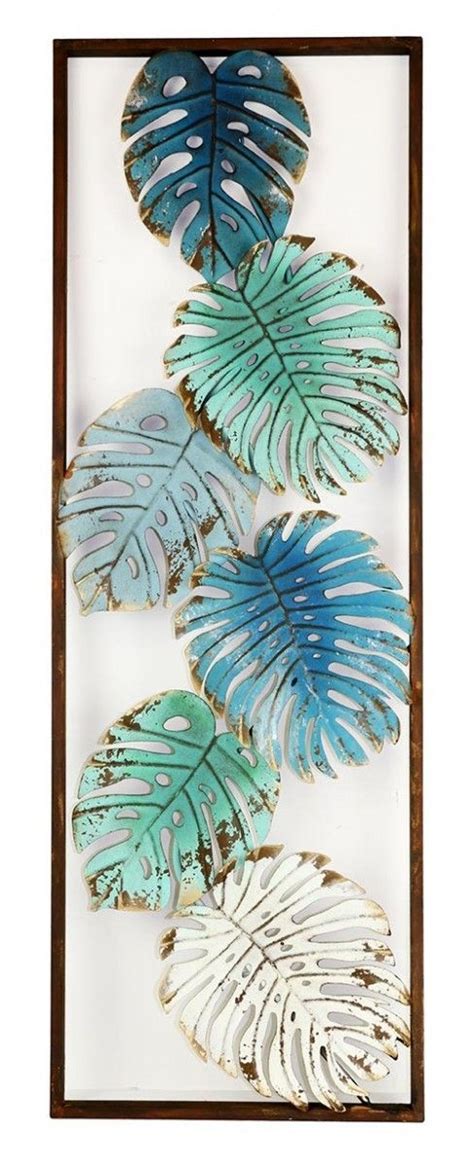 Set Monstera Metal Wall Art Panels Outdoor Metal Wall Art