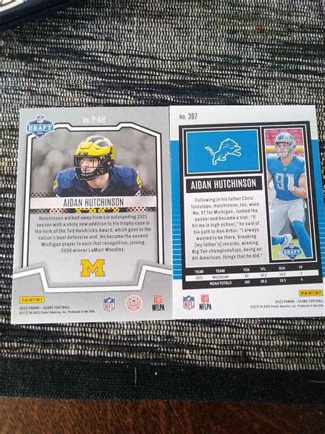 Panini Score Aidan Hutchinson Rc With Protential Rc Ebay