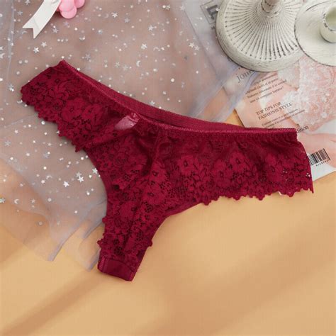 Women High Rise Silky Lace Sexy Floral Panties Thong Knickers Underwear