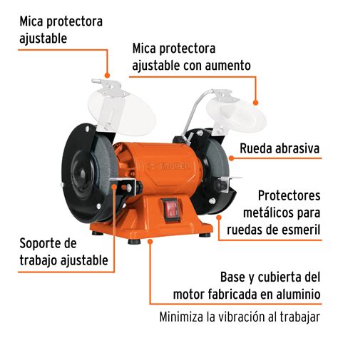 Ficha Tecnica Esmeril De Banco De 6 De 1 2 HP 370 W Truper