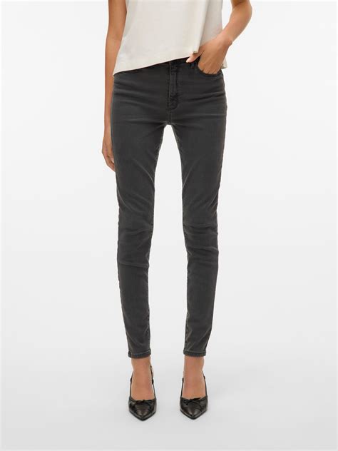 VMSOPHIA Høyt snitt Skinny Fit Jeans | Mørk grå | Vero Moda®