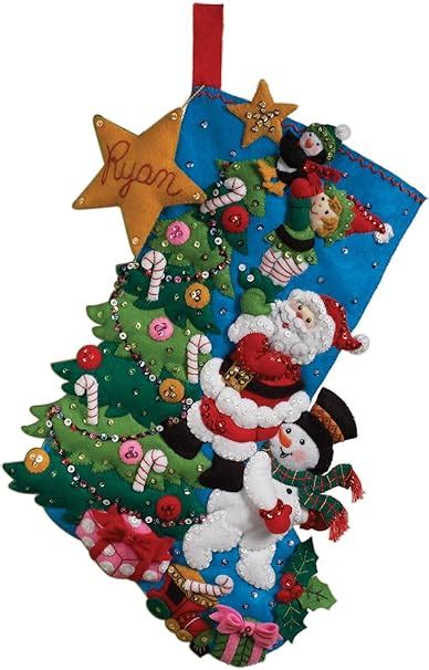 Amazon Bucilla 18 Inch Christmas Stocking Felt Applique Kit 86278