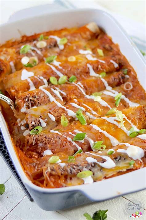 Homemade Chicken Enchiladas With Red Sauce Seeking Good Eats