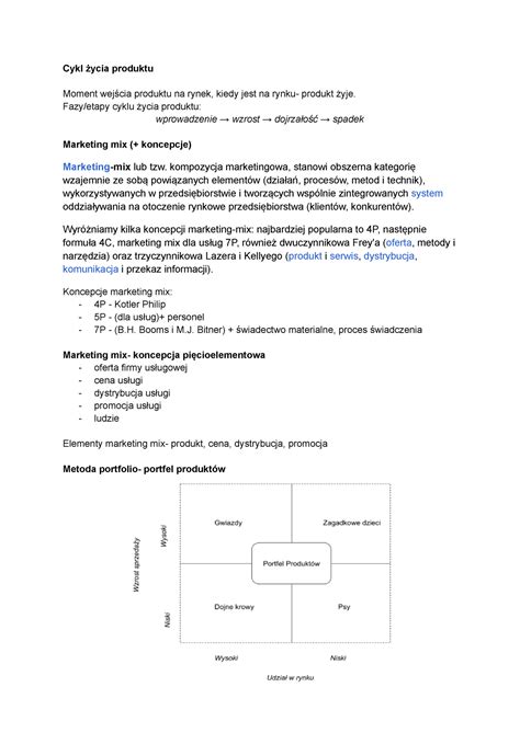 Pytania Egzamin Marketing Cykl Ycia Produktu Moment Wej Cia Produktu