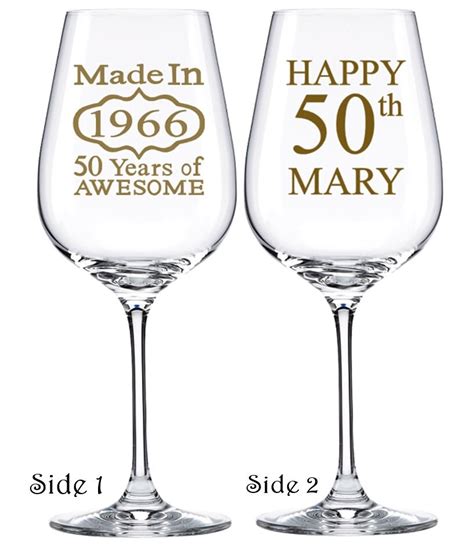 50th Birthday Glasses Birthday Wine Glasses By Personalizedtsus