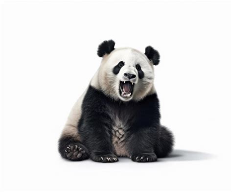 Premium Photo | Panda bear sitting on the ground with its mouth open ...