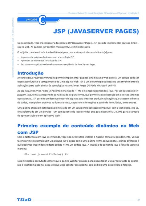 PDF JSP JAVASERVER PAGES Sistema Niversidade Aberta Do Brasil AB