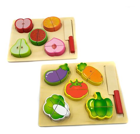 Kit Frutas Verdura Cortar Brinquedo Educativo Madeira Velcro