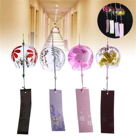 Mayitr Japanese Style Glass Wind Chime Blessing Bell Room Hanging Windchimes Home Decorations