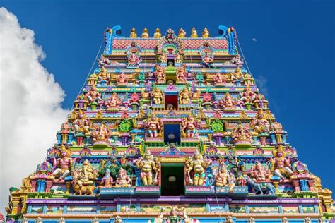 Fa Ade D Un Temple Hindou Dans Victoria Seychelles Image Stock Image