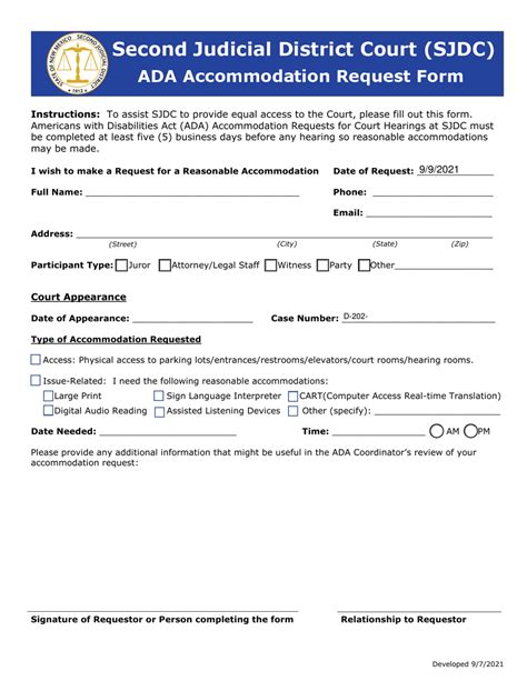 New Mexico Ada Accommodation Request Form Download Fillable Pdf