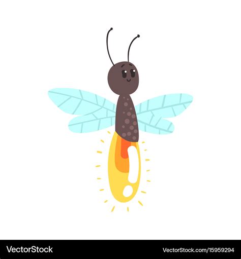 Cute cartoon firefly character Royalty Free Vector Image